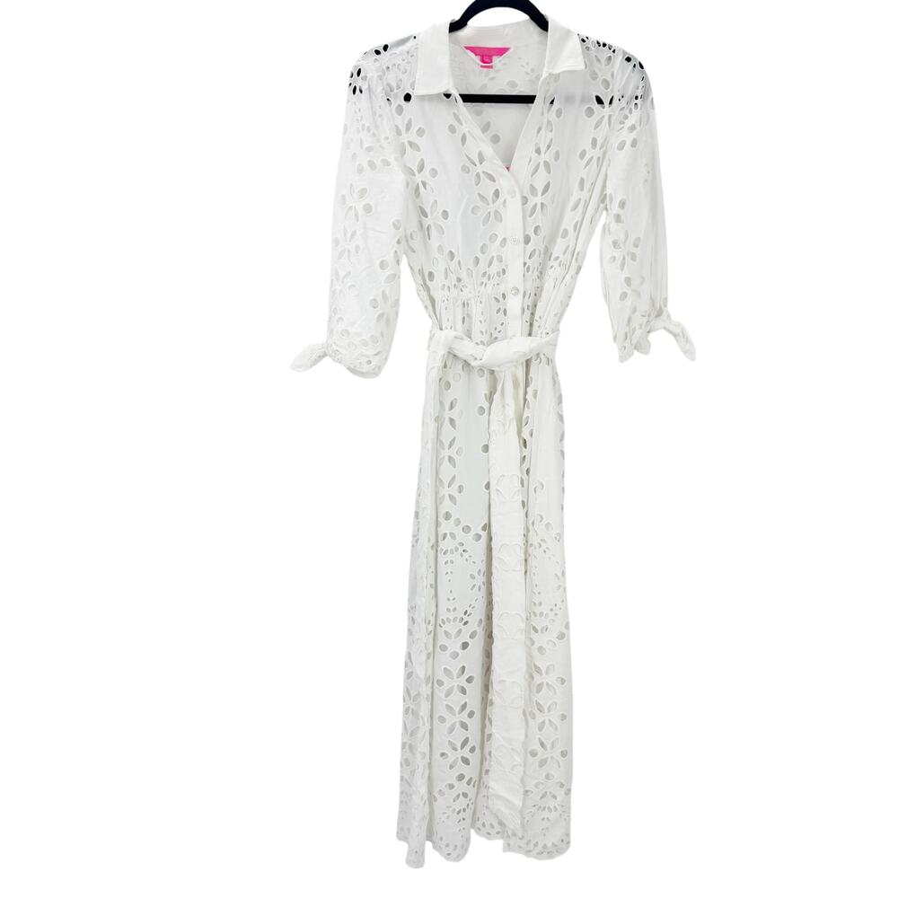 Lilly Pulitzer Amrita Eyelet Midi Dress Resort White Soiree Eyelet Size 2 NWOT - Picture 13 of 13
